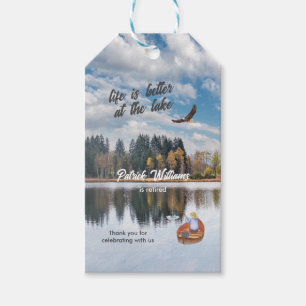 Retirement fishing at the lake watercolor gift tags