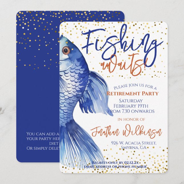 Retirement Fishing Awaits Party Invitation (Front/Back)