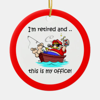 Retirement fishing ceramic tree decoration