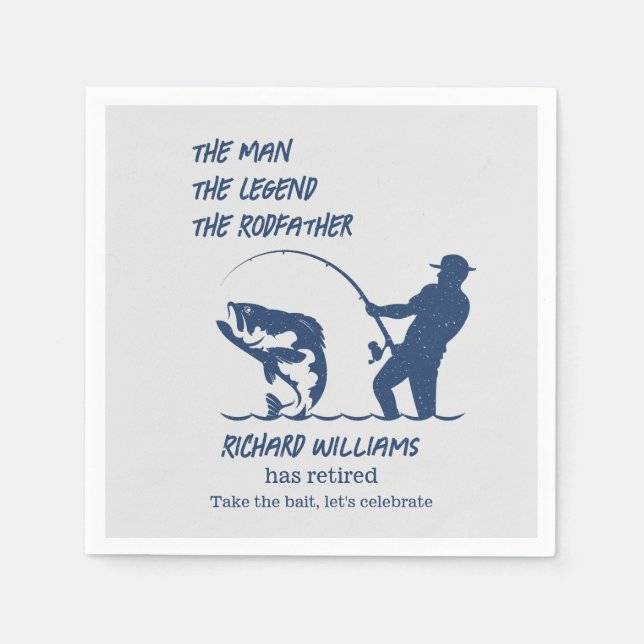 Retirement Fishing the Rodfather Big Fish  Napkin (Front)