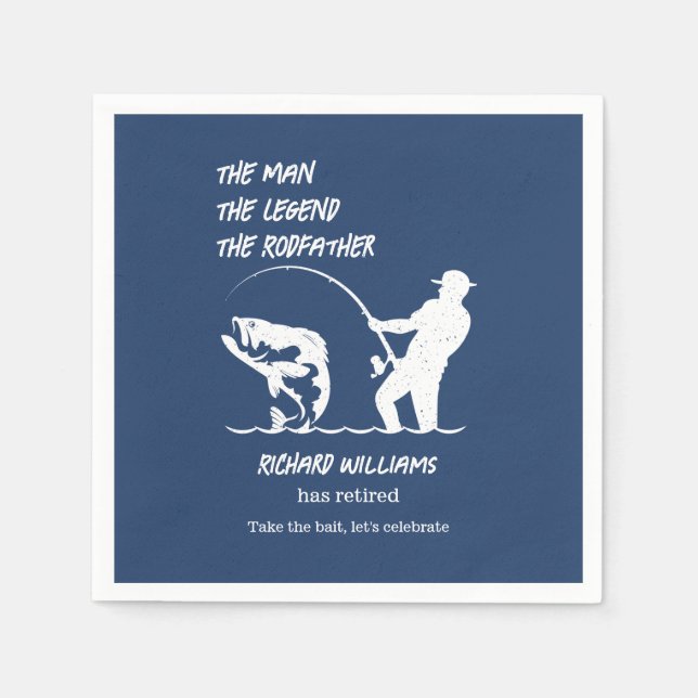 Retirement Fishing the Rodfather Big Fish  Napkin (Front)