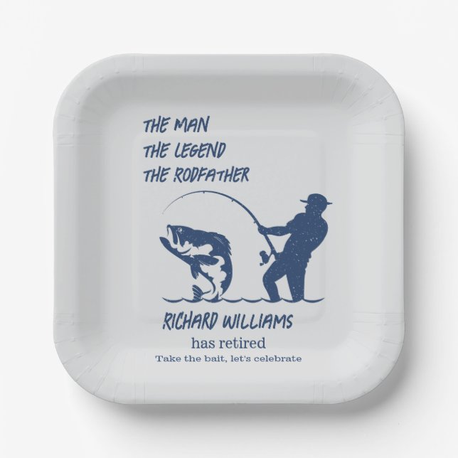 Retirement Fishing the Rodfather Big Fish  Paper Plate (Front)