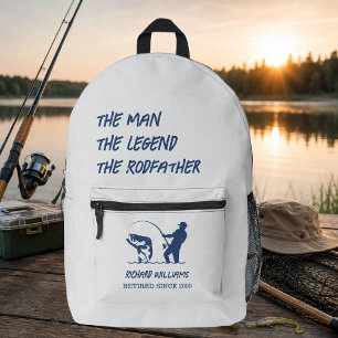 Retirement Fishing the Rodfather Big Fish Printed Backpack