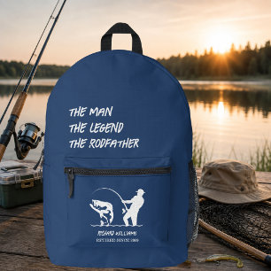 Retirement Fishing the Rodfather Big Fish Printed Backpack