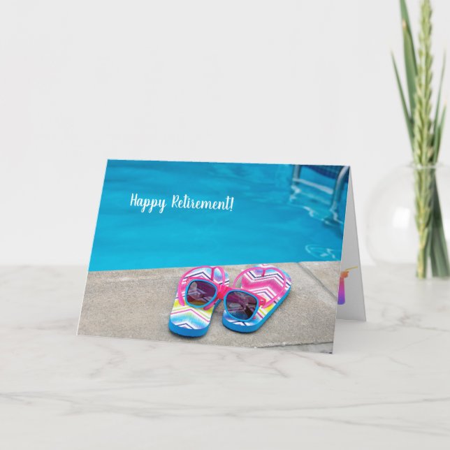 Retirement flip-flops by pool card (Front)