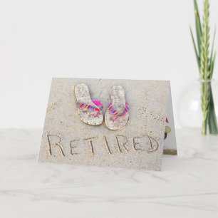 retirement flip-flops on beach card