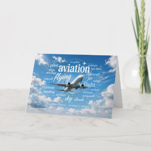Retirement for Flight Attendant Jet in Word Cloud Card