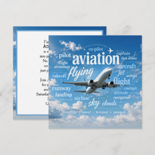 Retirement for Pilot Aeroplane in Word Cloud Invitation