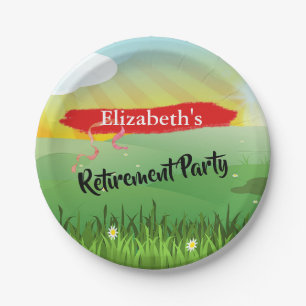 Retirement  Fun Fields Rustic Festival Paper Plate