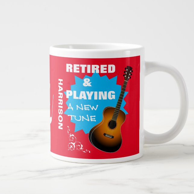 Retirement Funny Musicians Saying Guitar Graphic Large Coffee Mug (Right)