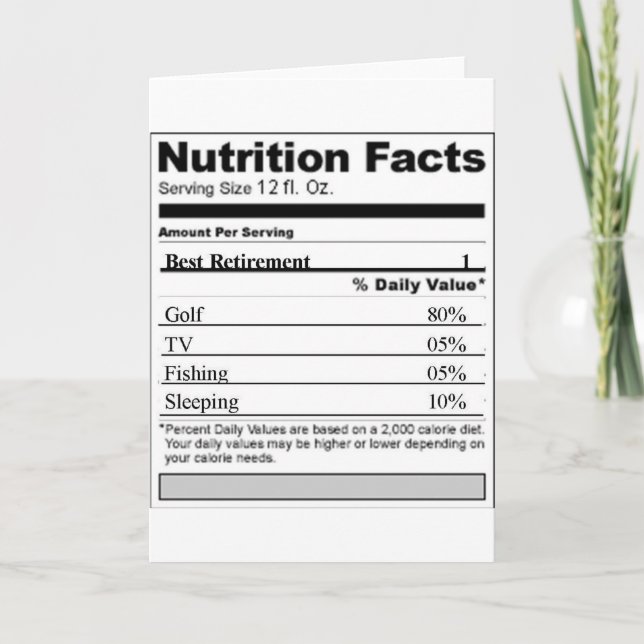 Retirement Funny Nutrition label Card (Front)
