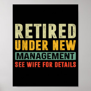 Retirement Funny Party Retired Under New Managemen Poster