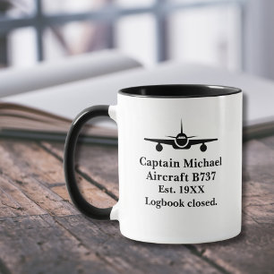 Retirement Gift Aeroplane and Custom Pilot info Mug