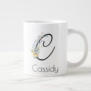 Retirement gift employer monogram watercolor large coffee mug