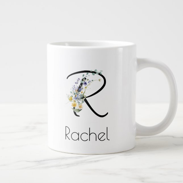 Retirement gift employer monogram watercolor  large coffee mug (Right)