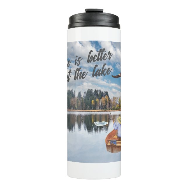Retirement Gift Fishing at the Lake  Watercolor Thermal Tumbler (Front)