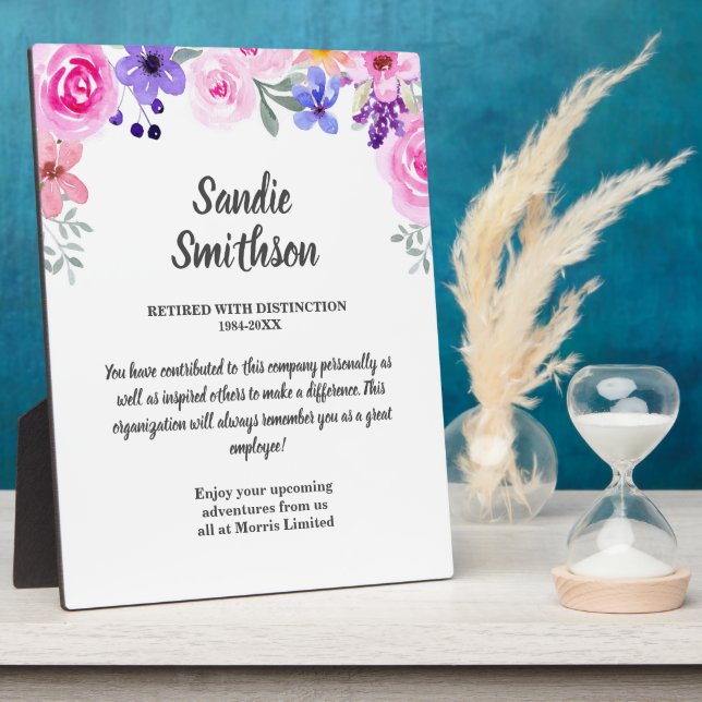 retirement gift for boss, employee, long service plaque (Side)