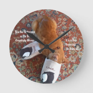 retirement gift ginger cat slippers round clock