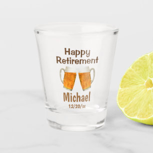 Retirement GIft Happy Cheers Beer Custom Name Shot Glass