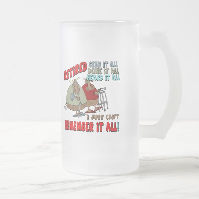 Retirement Gifts and Retirement T-shirts Frosted Glass Beer Mug (Right)