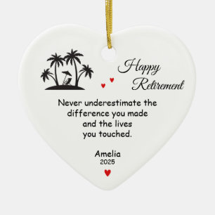 Retirement Gifts for Woman and Man, Happy Retired Ceramic Tree Decoration