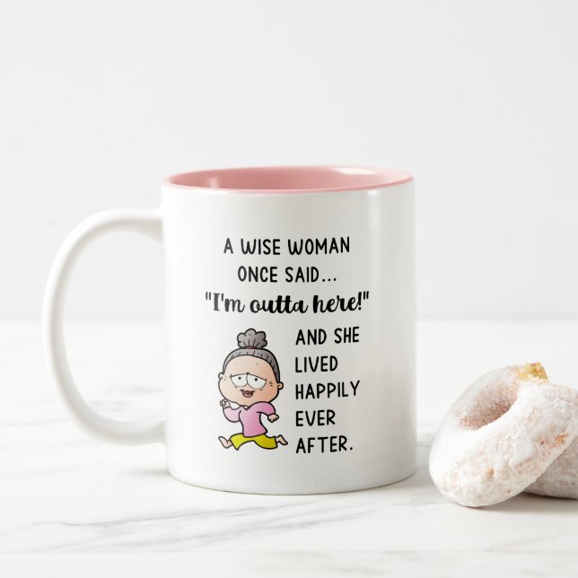 Retirement Gifts for Women, Funny Retirement Gift  Two-Tone Coffee Mug (With Donut)