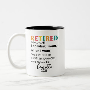 Retirement Gifts For Women, Personalised Retired C Two-Tone Coffee Mug