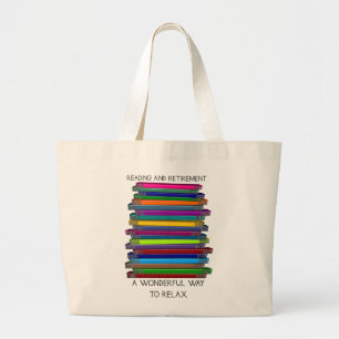 Retirement Gifts Unique Stack of Books Design Large Tote Bag