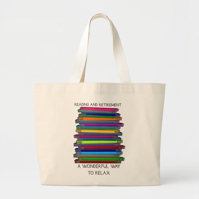 Retirement Gifts Unique Stack of Books Design Large Tote Bag (Front)