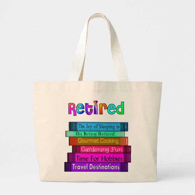 Retirement Gifts Unique Stack of Books Design Large Tote Bag (Front)