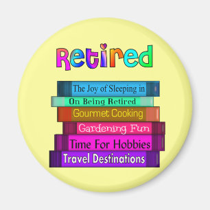 Retirement Gifts Unique Stack of Books Design Magnet