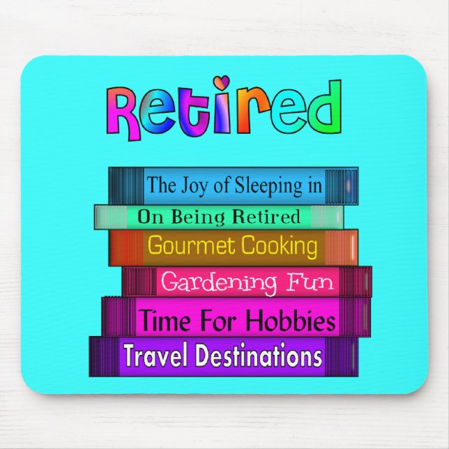 Retirement Gifts Unique Stack of Books Design Mouse Mat (Front)