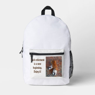 retirement ginger cat sleeping slippers printed backpack
