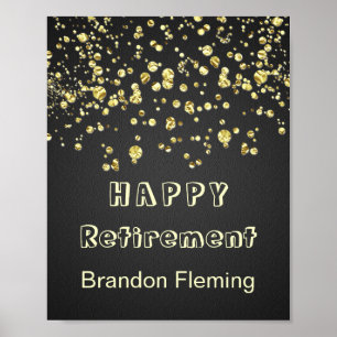 Retirement Gold Confetti on Black Poster