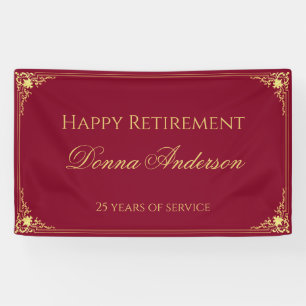 Retirement Gold Script Elegant Vintage Burgundy Banner