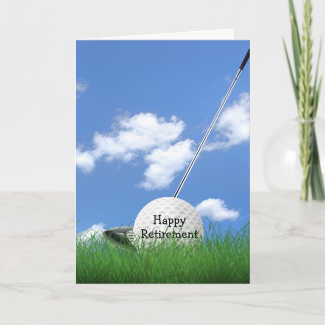 Retirement Golf Ball in Grass Card (Front)