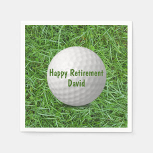 Retirement Golf Ball on Grass Napkin