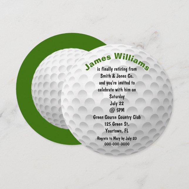 Retirement Golf Ball Party Invite (Front/Back)