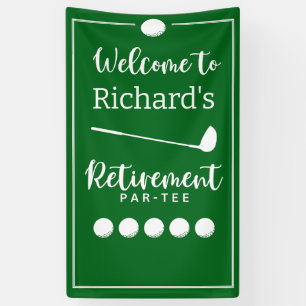 Retirement Golf Ball Tee Flag Modern Banner