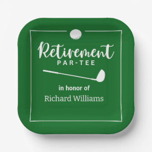 Retirement Golf Ball Tee Flag Modern Paper Plate
