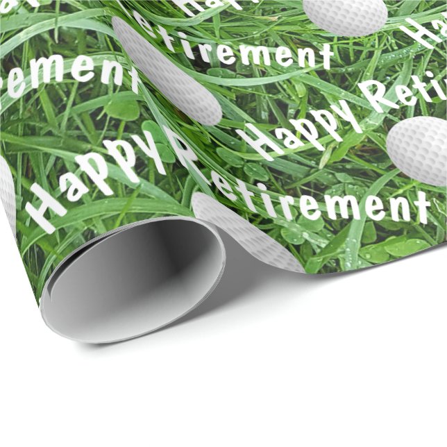 Retirement Golf Balls on Grass Wrapping Paper (Roll Corner)