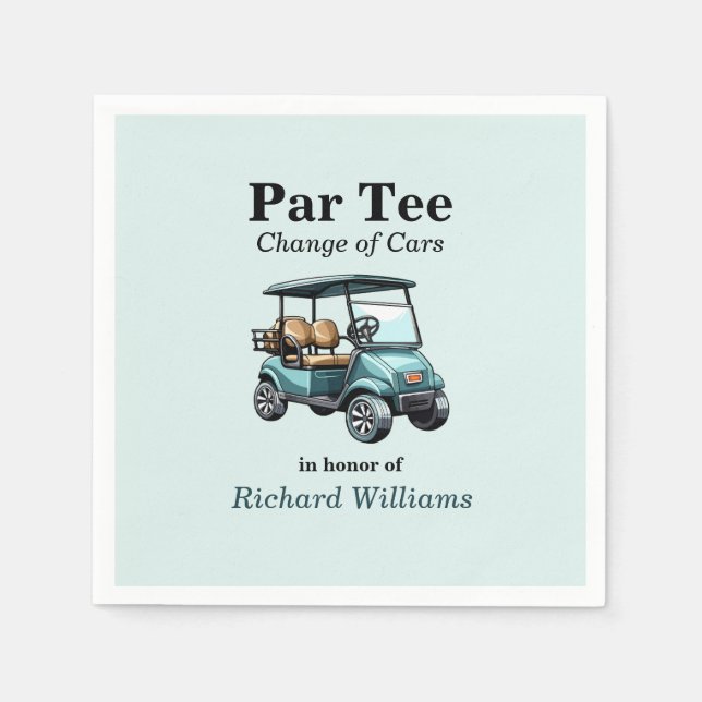 Retirement Golf Cart Par Tee Themed  Napkin (Front)