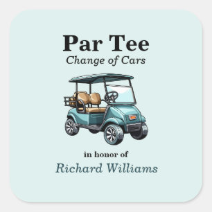 Retirement Golf Cart Par Tee Themed Square Sticker