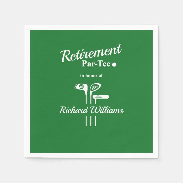 Retirement Golf Clubs Themed Par Tee Napkin (Front)