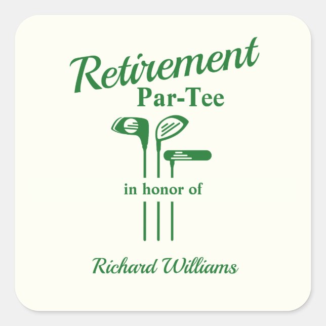 Retirement Golf Clubs Themed Par Tee Square Sticker (Front)