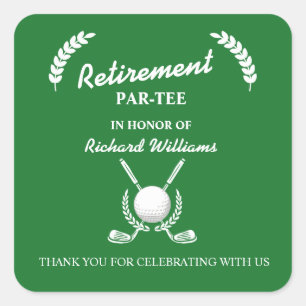 Retirement Golf Clubs Wreath Themed Party Square Sticker