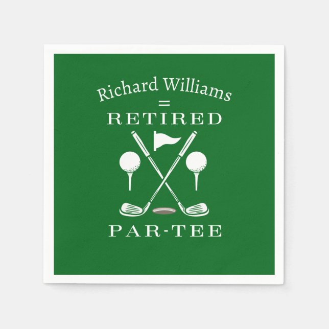 Retirement Golf Modern Emblem Golf Clubs Retired Napkin (Front)