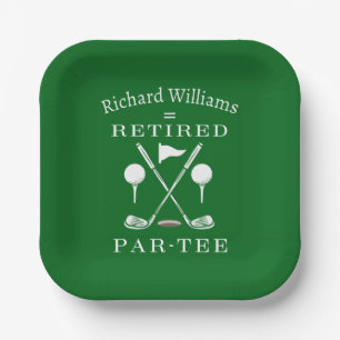 Retirement Golf Modern Emblem Golf Clubs Retired Paper Plate