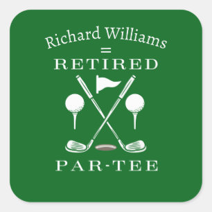 Retirement Golf Modern Emblem Golf Clubs Retired Square Sticker