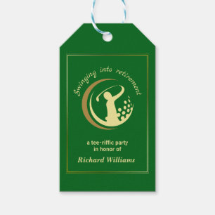 Retirement Golf Party Classic Green Golden Player  Gift Tags